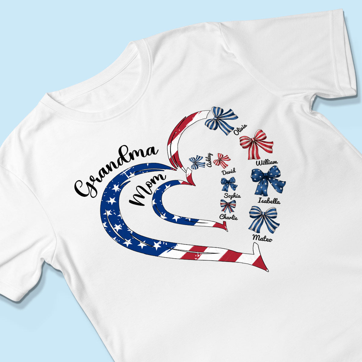 4th Of July First Mom Now Grandma Bow Personalized Shirt, Independence Day