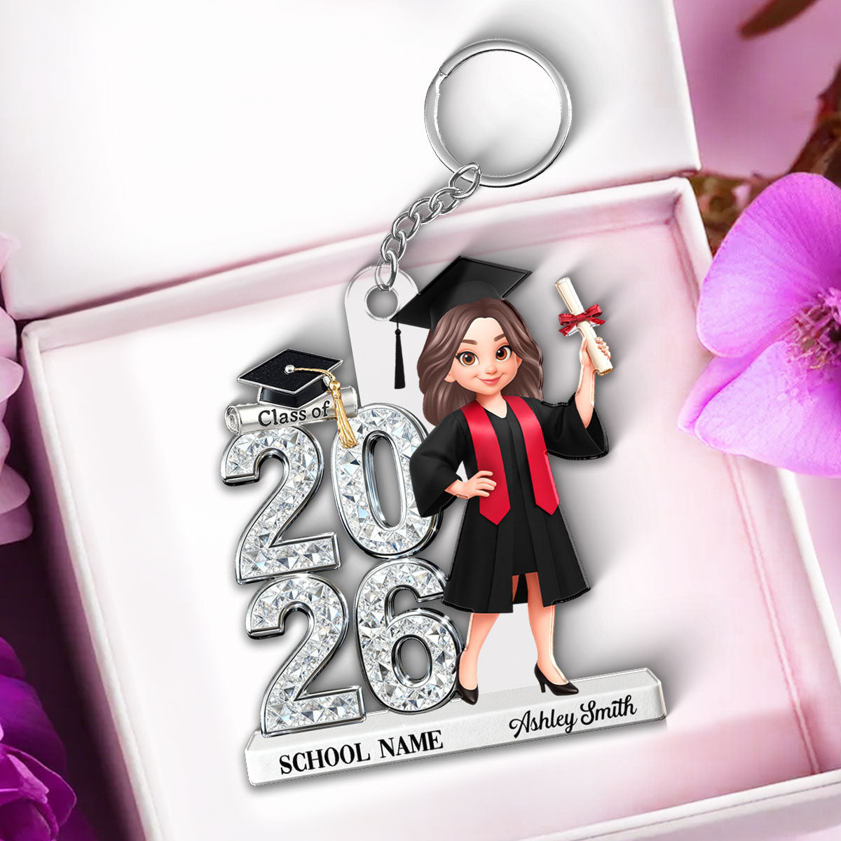 3D Shiny Effect Class Of 2026 2027 Senior - Personalized Acrylic Keychain - Gift For Graduates, Daughter, Son