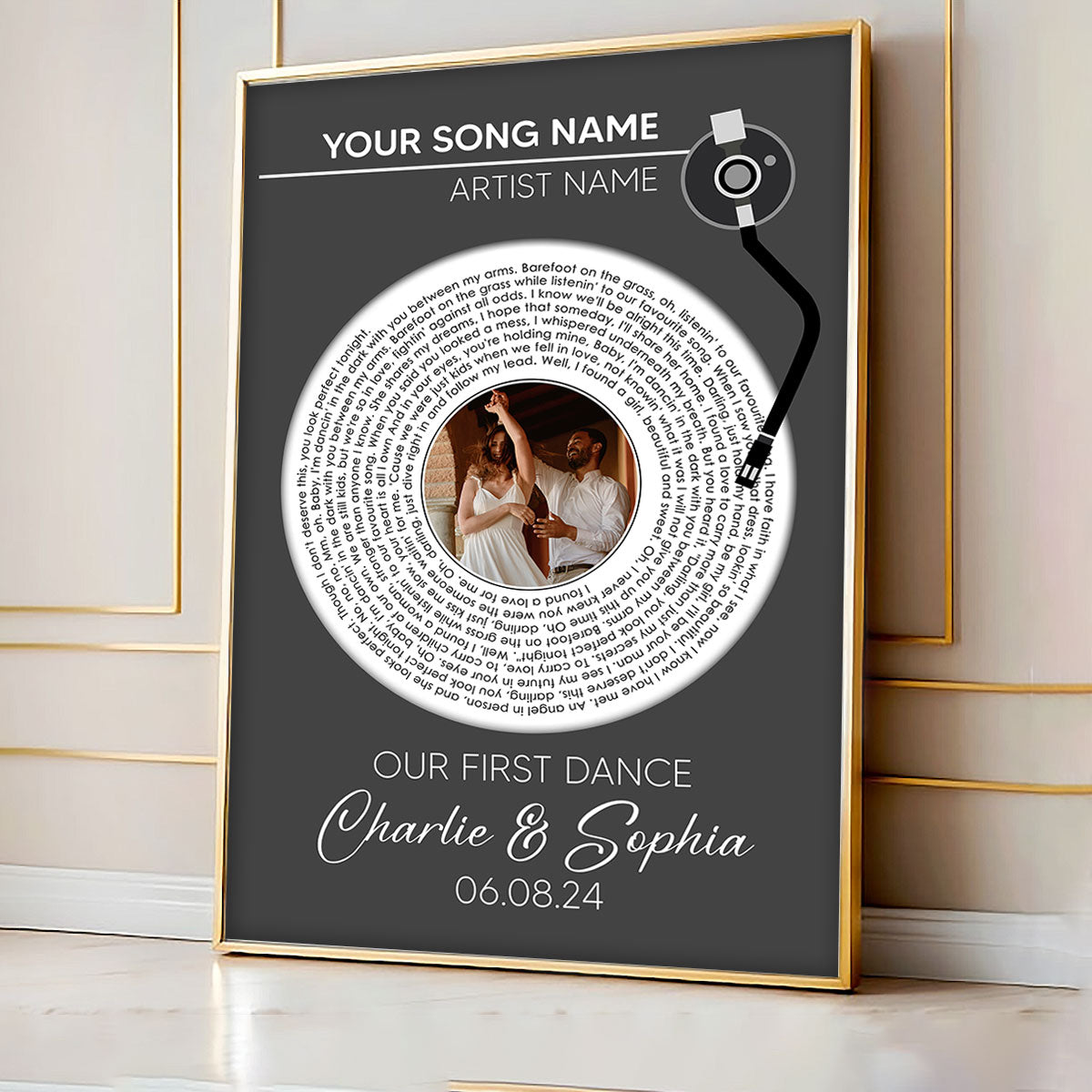 Upload Photo Custom Vinyl Lyrics Personalized Poster, Music Gift, Wedding Song Dance, Anniversary  Gift For Him, For Her, For The Couple