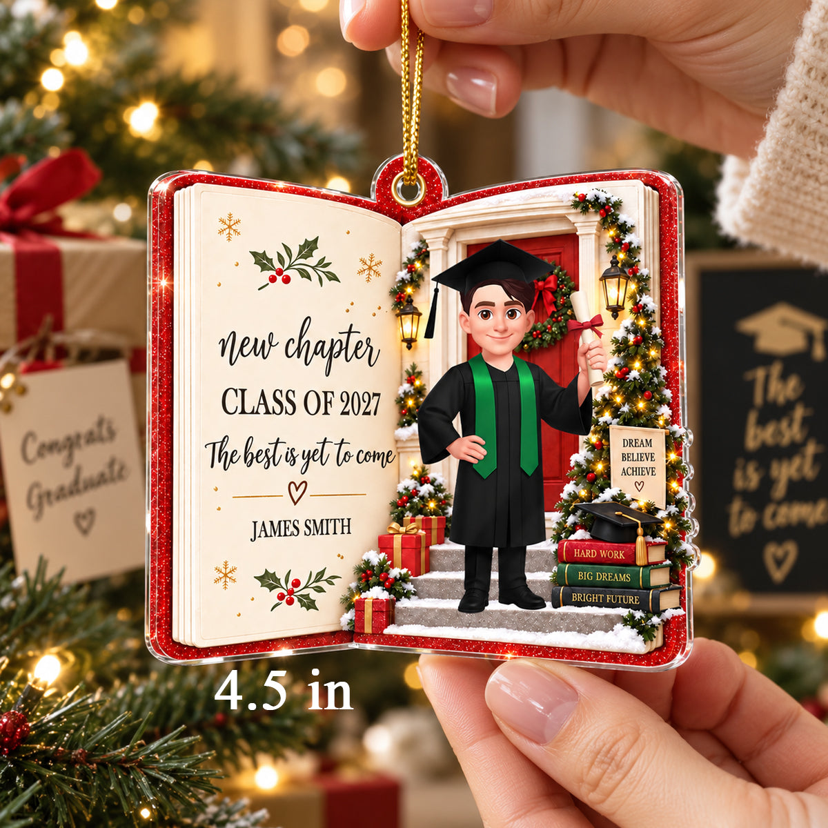 New Chapter New Adventures Custom Graduate 2D Flat - Personalized Acrylic Ornament - Graduation Keepsake