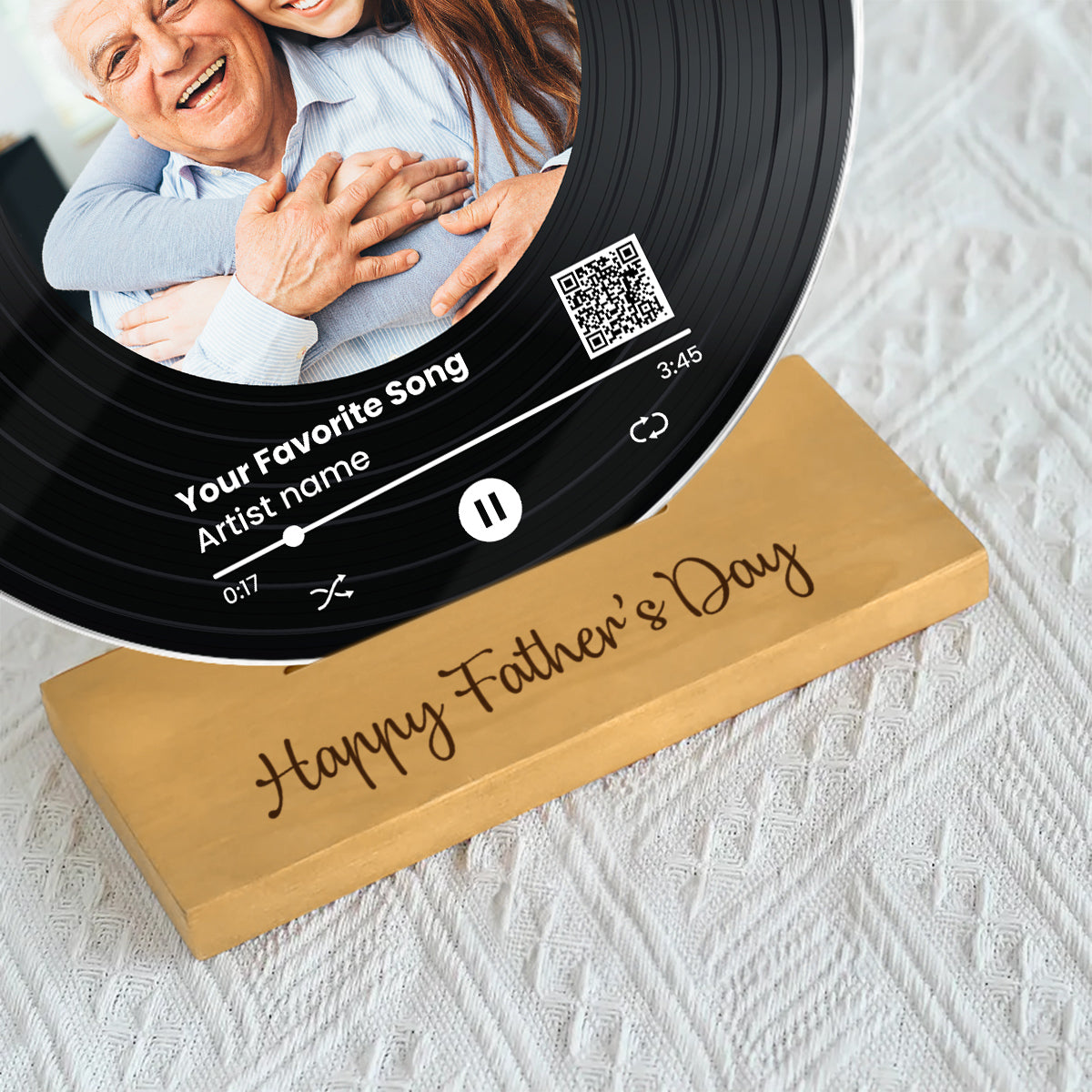 Daddy We Love You Upload Photo Favorite Song Scannable QR Code Personalized Acrylic Record Plaque