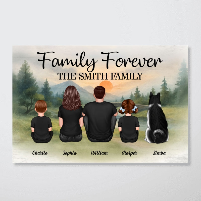 Mountain Landscape Family Forever Personalized Poster, Gift For Family, Dad, Mom