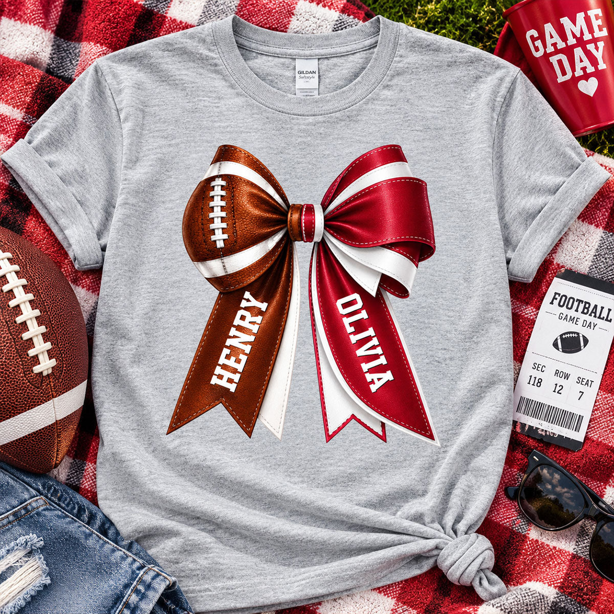 Custom Football & Cheer Name - Personalized Shirt - Game Day Shirt, Football Girlfriend Shirt, Cheer Mom Shirt