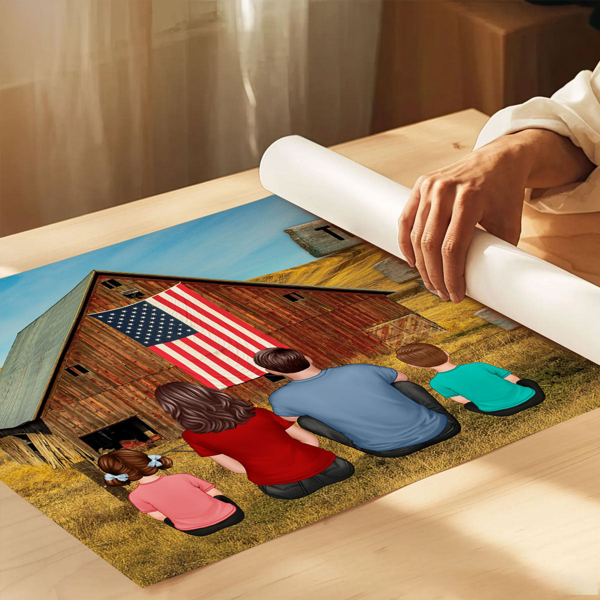 American Barn Family Personalized Poster, 4th Of July Gift
