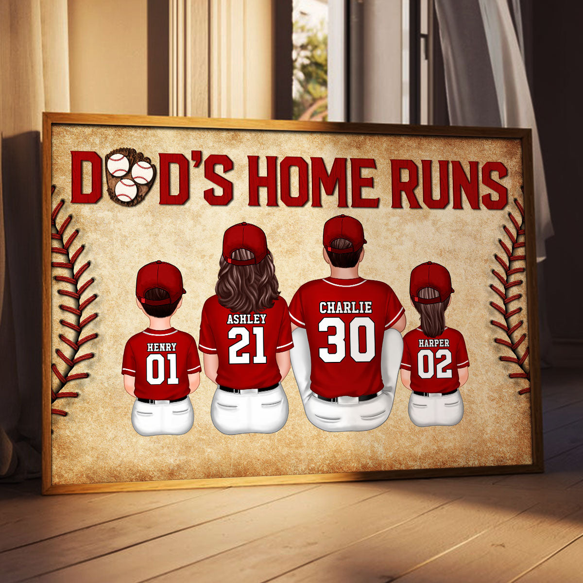 Baseball Family Dad's Home Run Personalized Poster, Gift For Dad