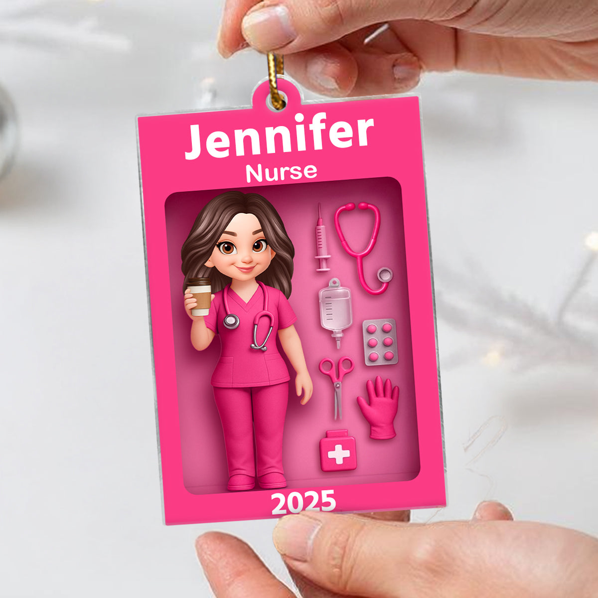 Personalized Nurse In Toy Box 3D Acrylic Ornament, Special Christmas Gift For Nurse, For Co-workers