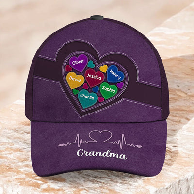 Grandma Mom Hearts In Heart Personalized Classic Cap, Mother's Day gift for Moms, for Grandmas