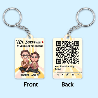 Survived Many Years Of Marriage Old Couple Anniversary Favorite Song QR Code Personalized Acrylic Keychain