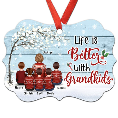 Grandma Life Is Better With Grandkids Winter Tree Personalized Christmas Ornament