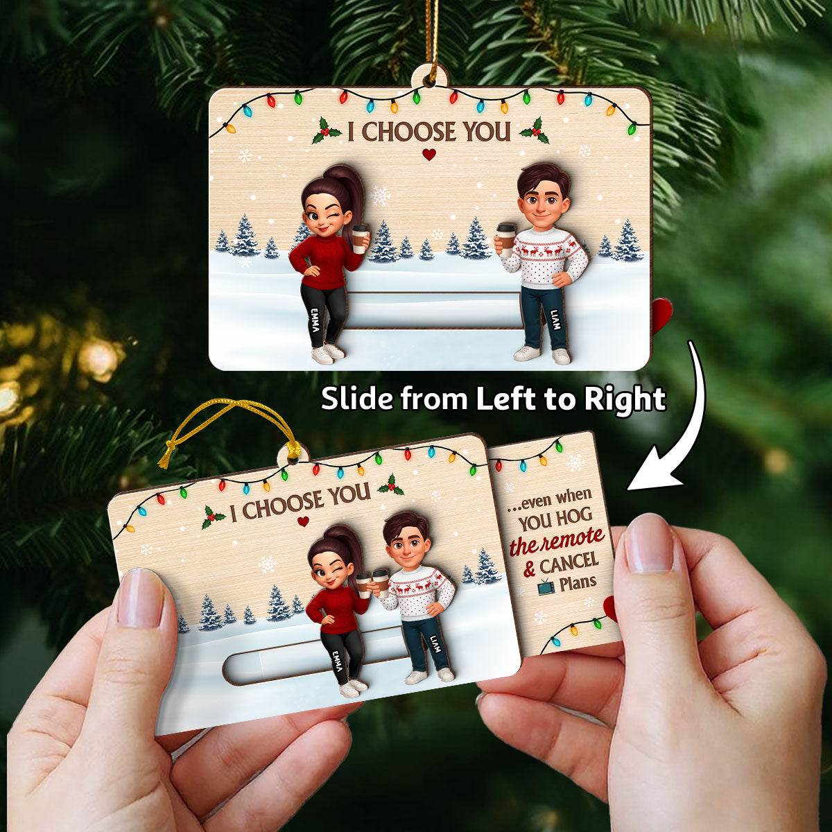 Love & Laughs Couple Hidden Messages - Personalized Slider Ornament - Christmas Gift Anniversary Gift For Couples