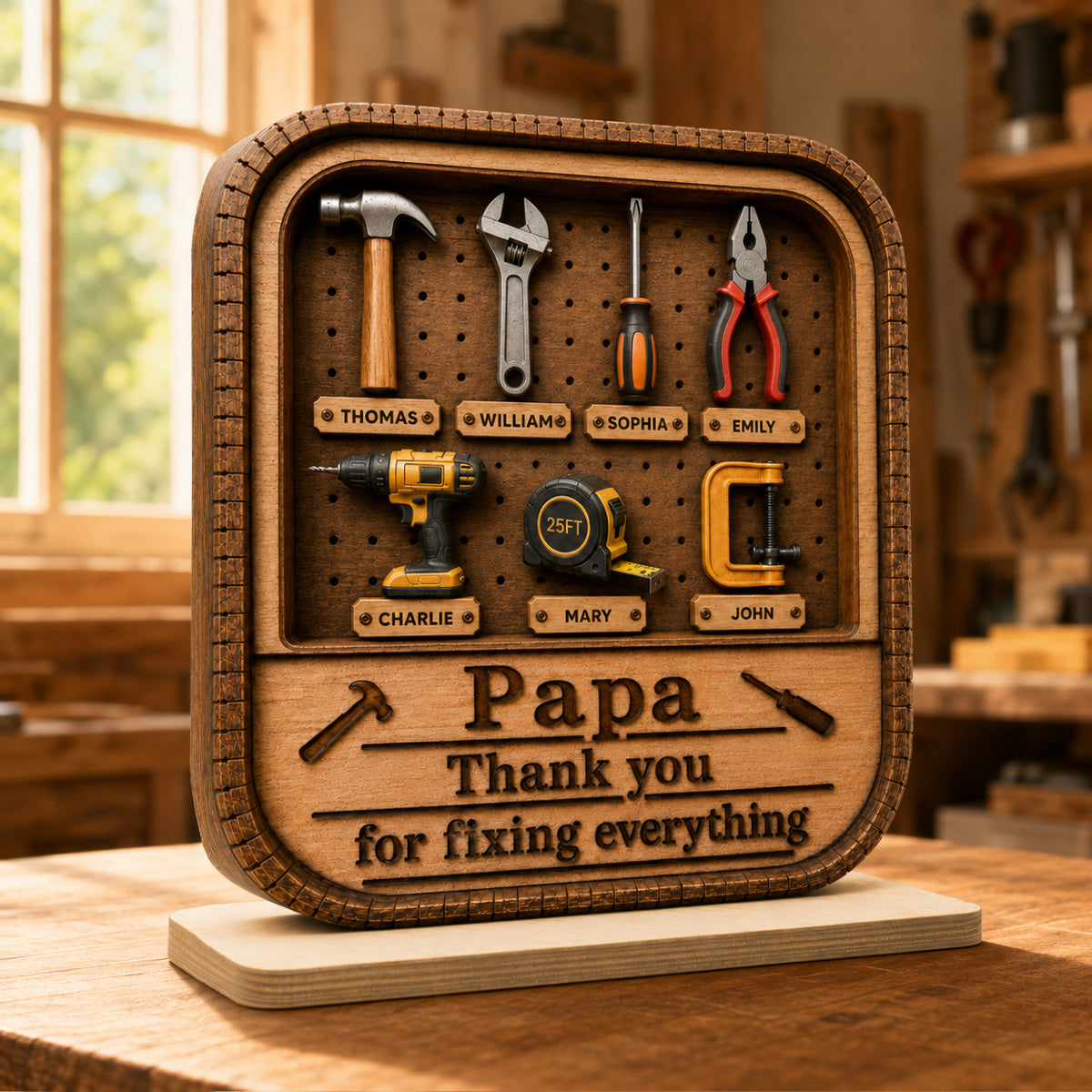 Dad Grandpa Tool Box - Personalized 2-Layered Wooden Plaque - Father's Day Gift For Dad, Husband