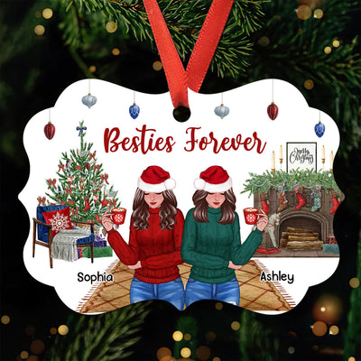 Christmas In House Front View Christmas Besties Personalized Christmas Ornament
