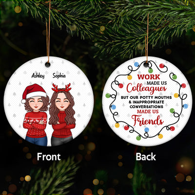 Coworkers Are Christmas Light Cool Man Woman Gift For Colleagues Personalized Double Sided Circle Ornament