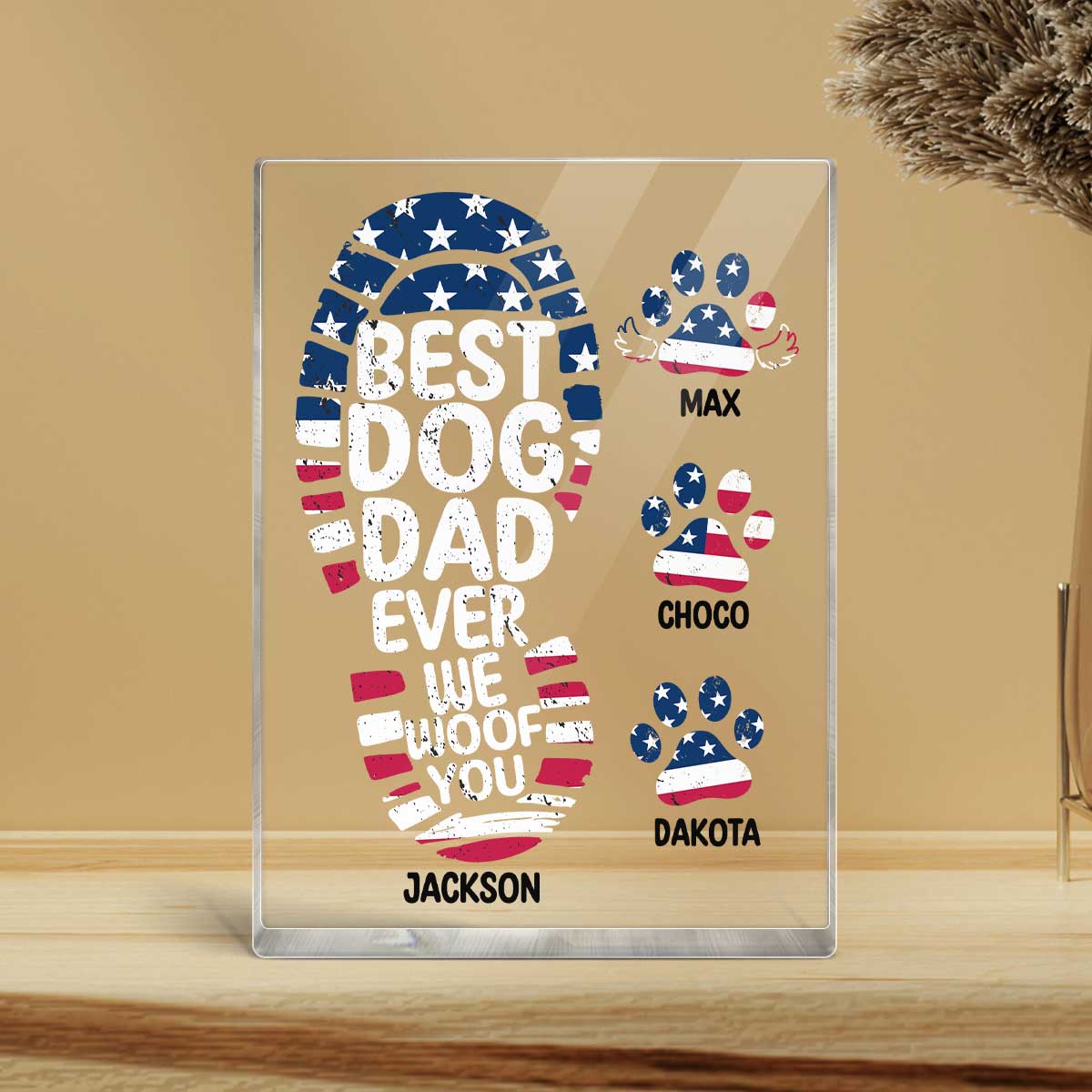 Best Dog Dad Ever We Woof You Personalized Acrylic Block Plaque, Father's Day Gift for Dog Dads
