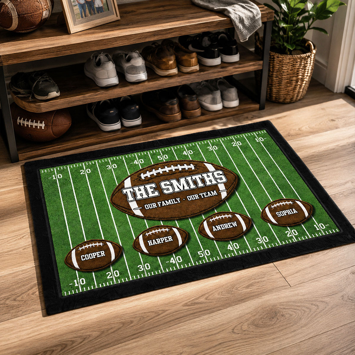 Our Family Our Team Football - Personalized Doormat - Gift for Football Families