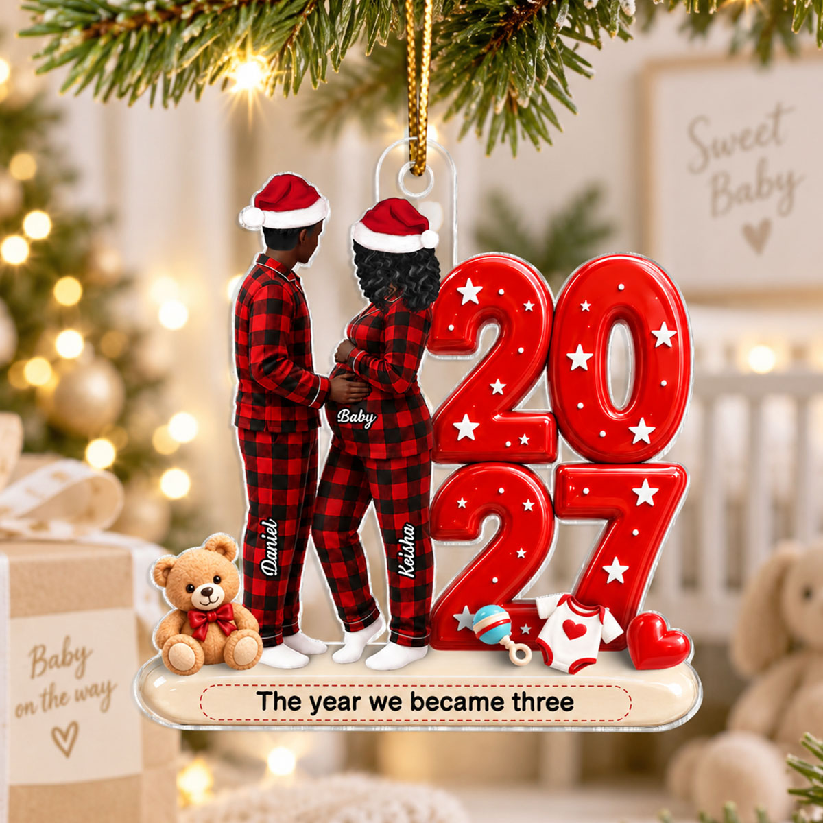 Trending Expecting Parents Christmas Pregnancy - Personalized Acrylic Ornament