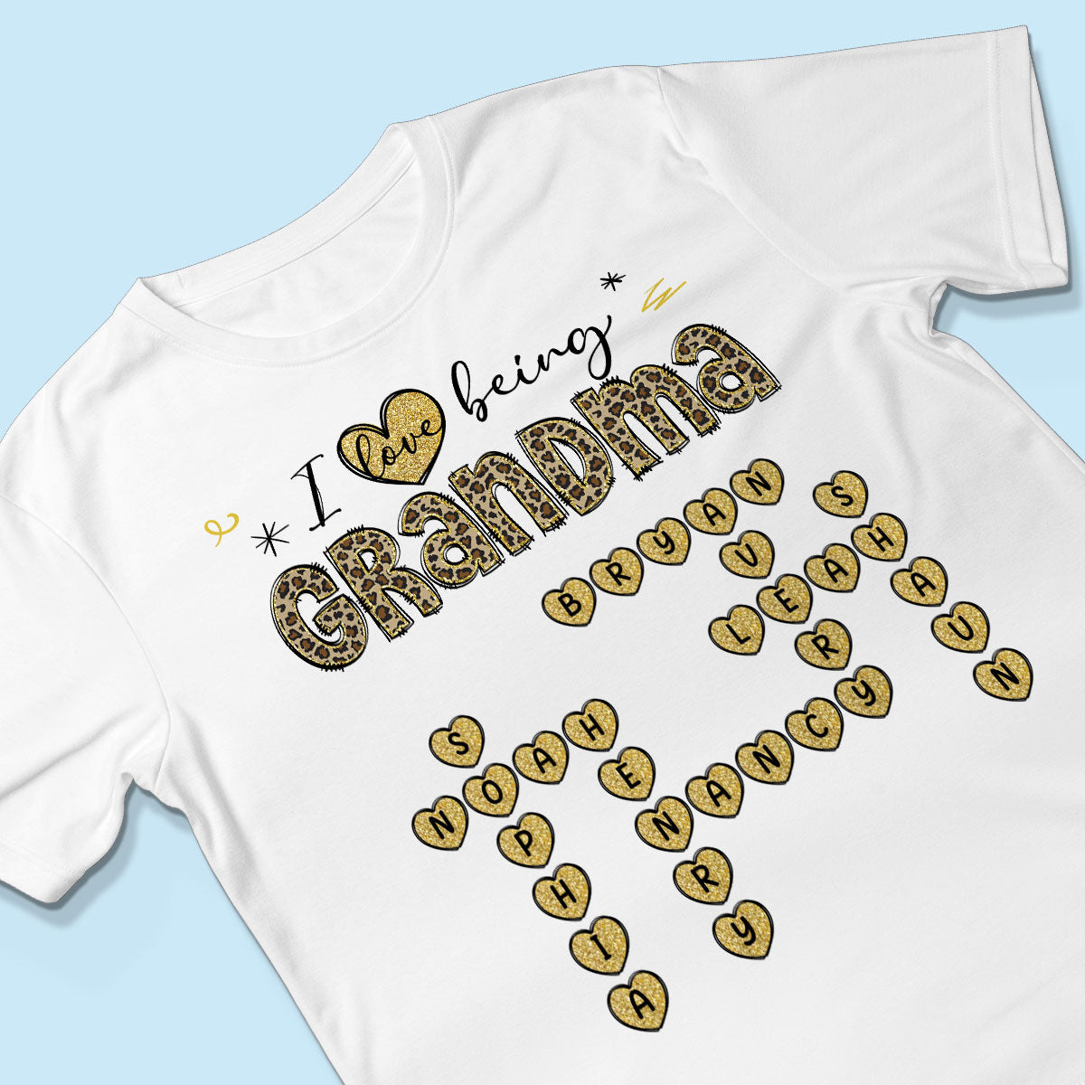 Loving Being A Grandma Leopard Heart Crossword Puzzle Personalized Shirt