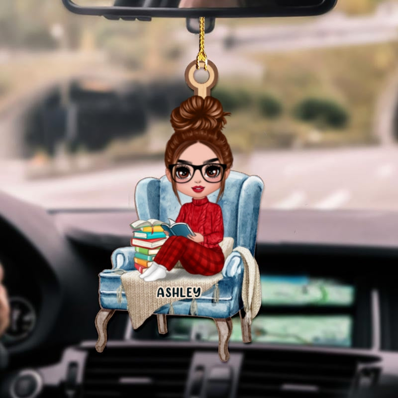 Doll Girl Reading Book Gift For Book Lover Personalized Wooden Ornament