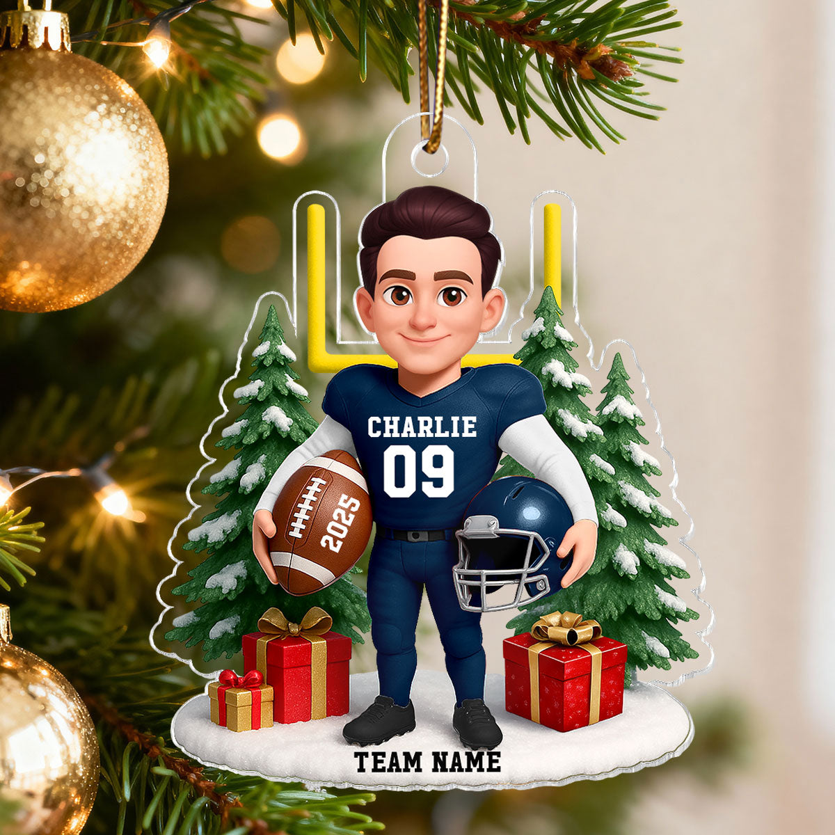 Upsell Christmas American Football Card - Acrylic Ornament Custom Shape