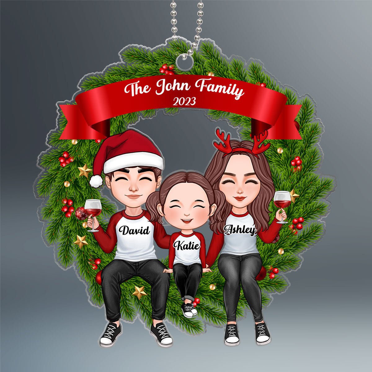 Family Wreath Personalized Acrylic Ornament