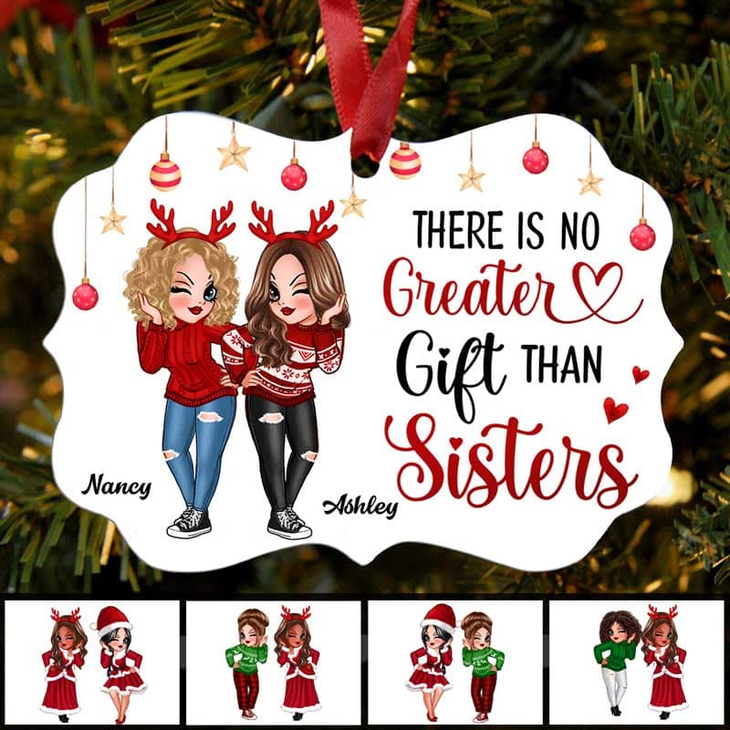 Pretty Women Besties Forever Best Friends Personalized Christmas Ornament