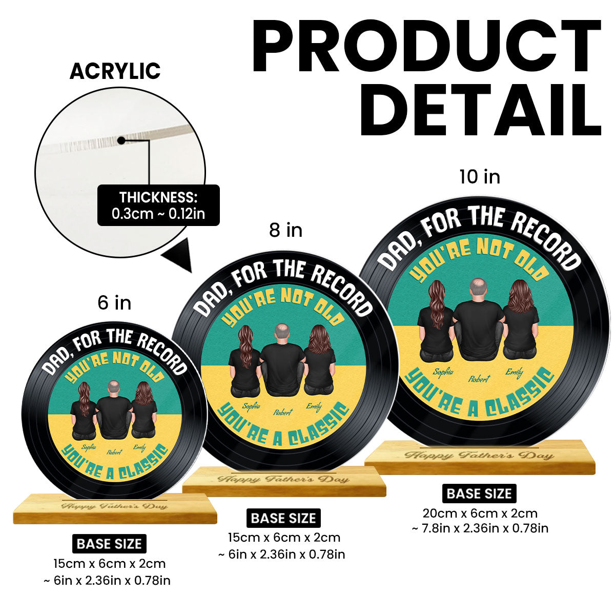 Retro Dad For The Record You're Not Old You Are A Classic Personalized Acrylic Record Plaque, Gift For Dad