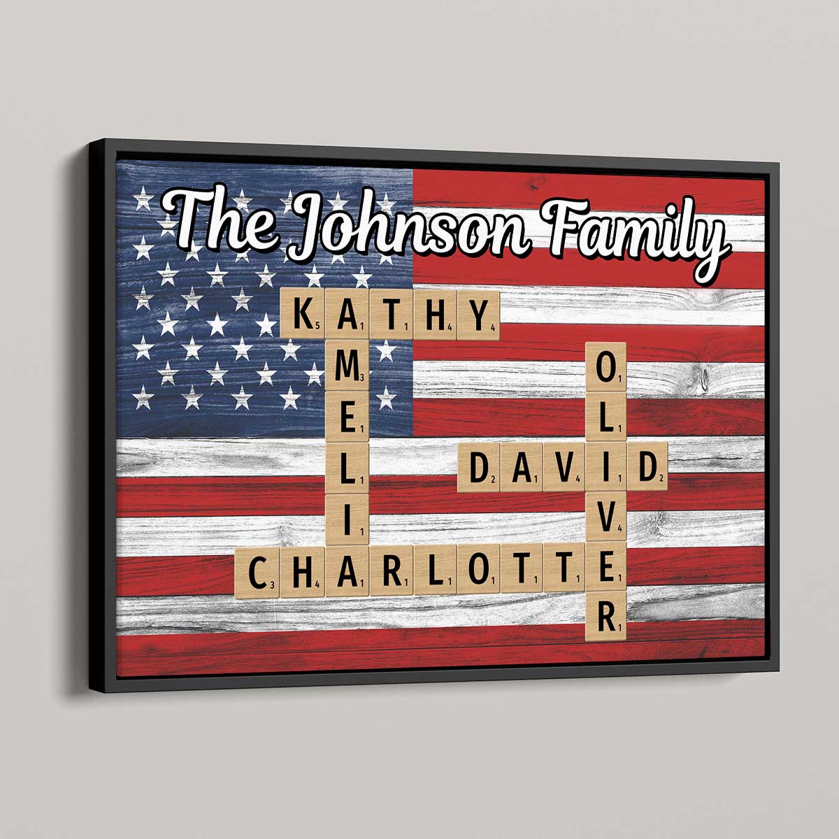 Nation Flag Theme Family Bond Crossword Puzzle Art Home Decor Personalized Poster