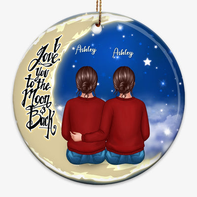 Sisters On Moon Family Personalized Circle Ornament