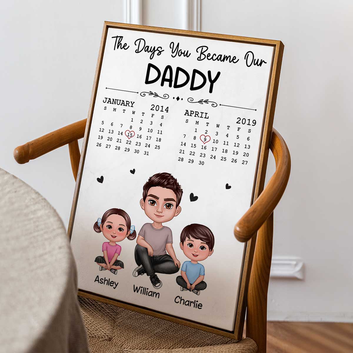 The Days You Became Our Dad Man & Doll Kids Personalized Poster, Gift For Dad