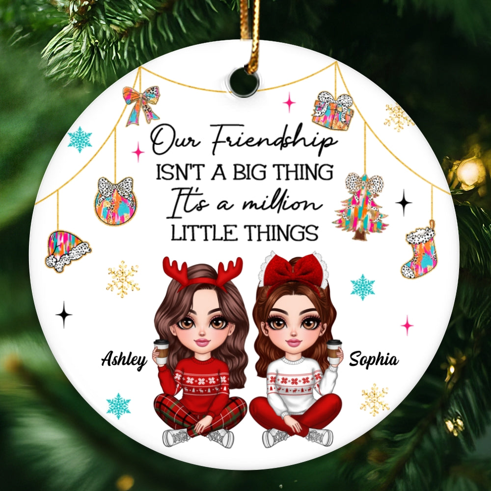 Pretty Girls Friendship Million Little Things Colorful Dalmatian Pattern Personalized Circle Ceramic Ornament