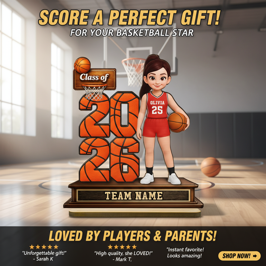 Basketball Senior Class Of 2026 2027 - Personalized 2-Layered Wooden Plaque - Graduation Gift For Son, Daughter