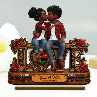 Eternal Love Couple Together - Personalized 2-Layered Wooden Plaque - Anniversary Gift For Couple