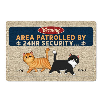 Warning Area Patrolled By Cats Personalized Doormat