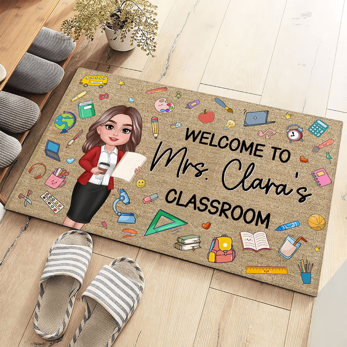 Teacher Things Welcome To Classroom - Personalized Doormat - Gift For Teacher