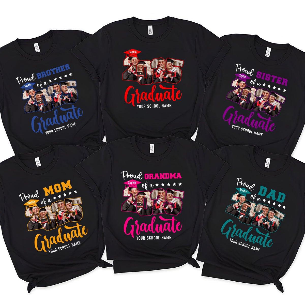 Proud Family Of 2025 Senior Graduation Upload Photo Personalized Shirt, Graduate Gift