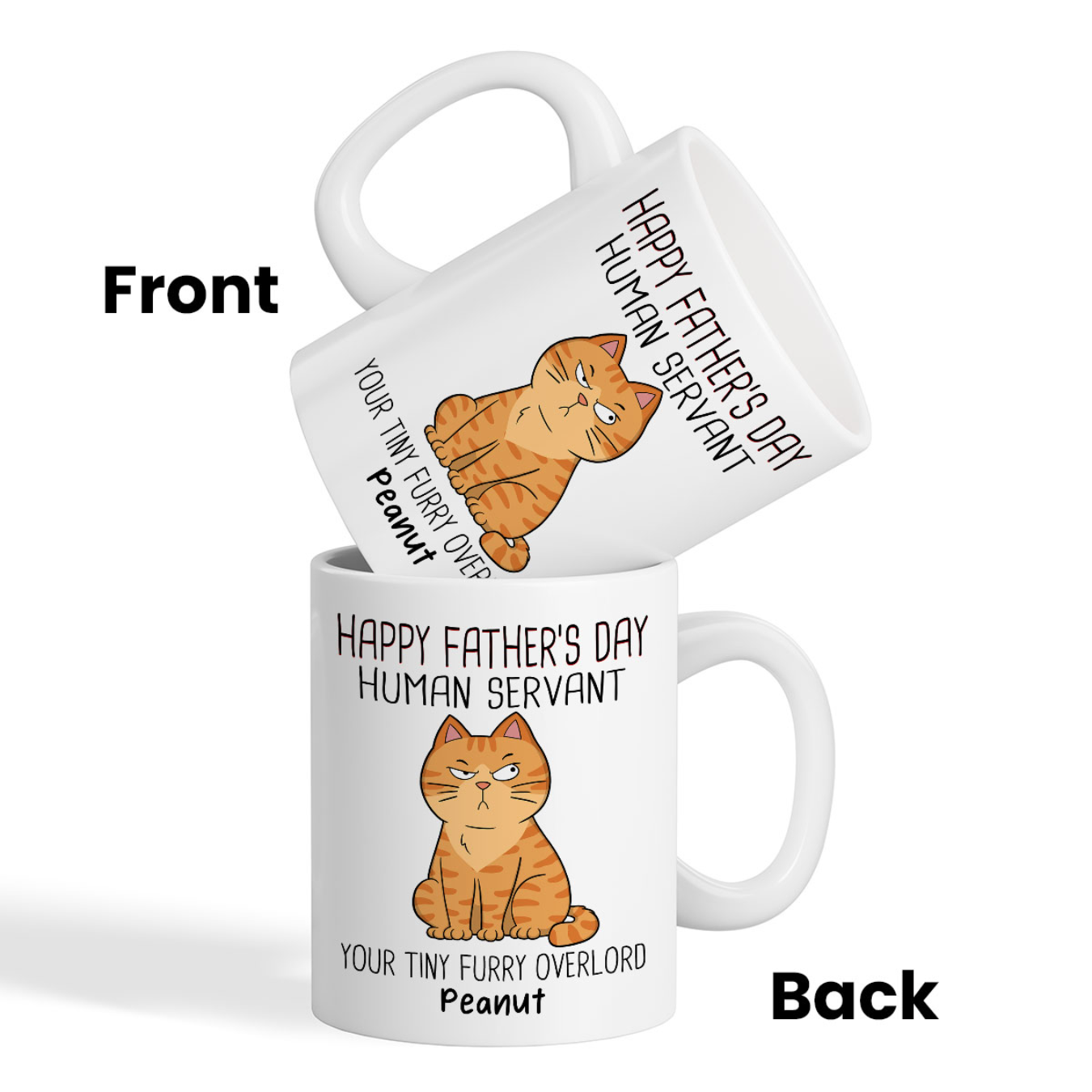 Happy Father‘s Day Human Servant - Personalized Mug - Gift For Cat Dad, Dad, Husband