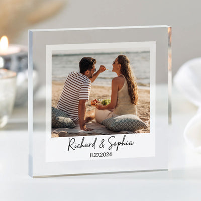 Couple Photo Frame Upload Personalized Acrylic Square Block Plaque, Heartfelt  Gift For Couple, For Him, For Her, Boyfriend, Girlfriend, Husband, Wife