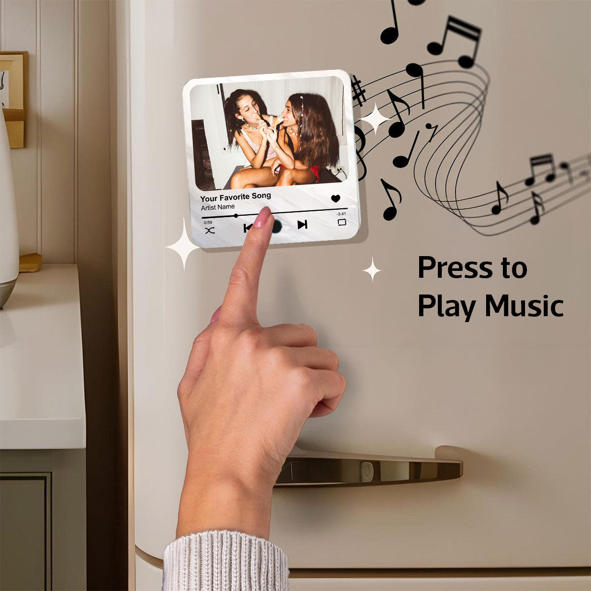 Best Friends Besties Custom Photo Friendship Song Personalized Music Fridge Magnet
