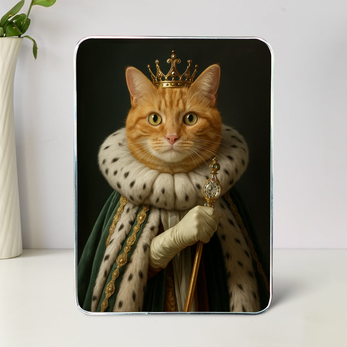 Cat Dog Pet Queen Portrait Custom Personalized Mirrored Picture Frame