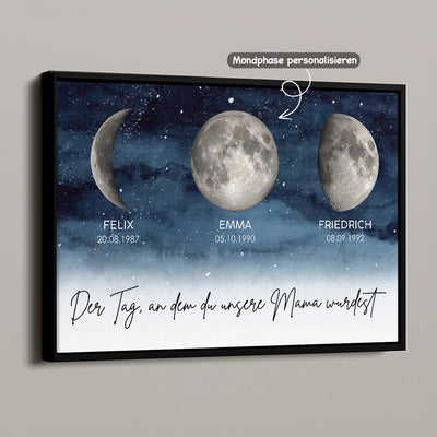 Sternennacht - Der Tag, an dem du Mama wurdest - Personalisiertes Poster mit Geburtsmondphase - Muttertagsgeschenk für Mama