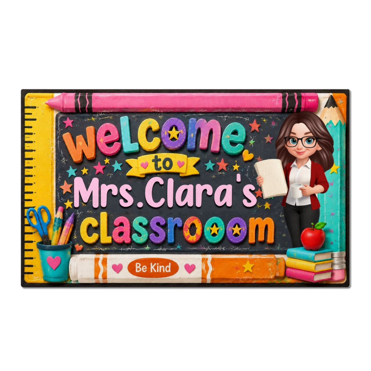 Be Kind Warm Welcome Teacher - Personalized Doormat - Back To School Gift For Teacher, Classroom Decor