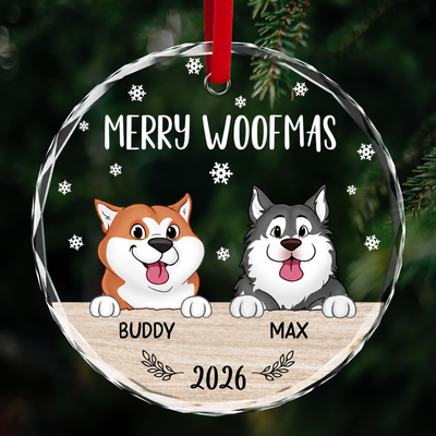 Merry Woofmas Christmas Decor For Dog Lover Personalized Glass Ornament