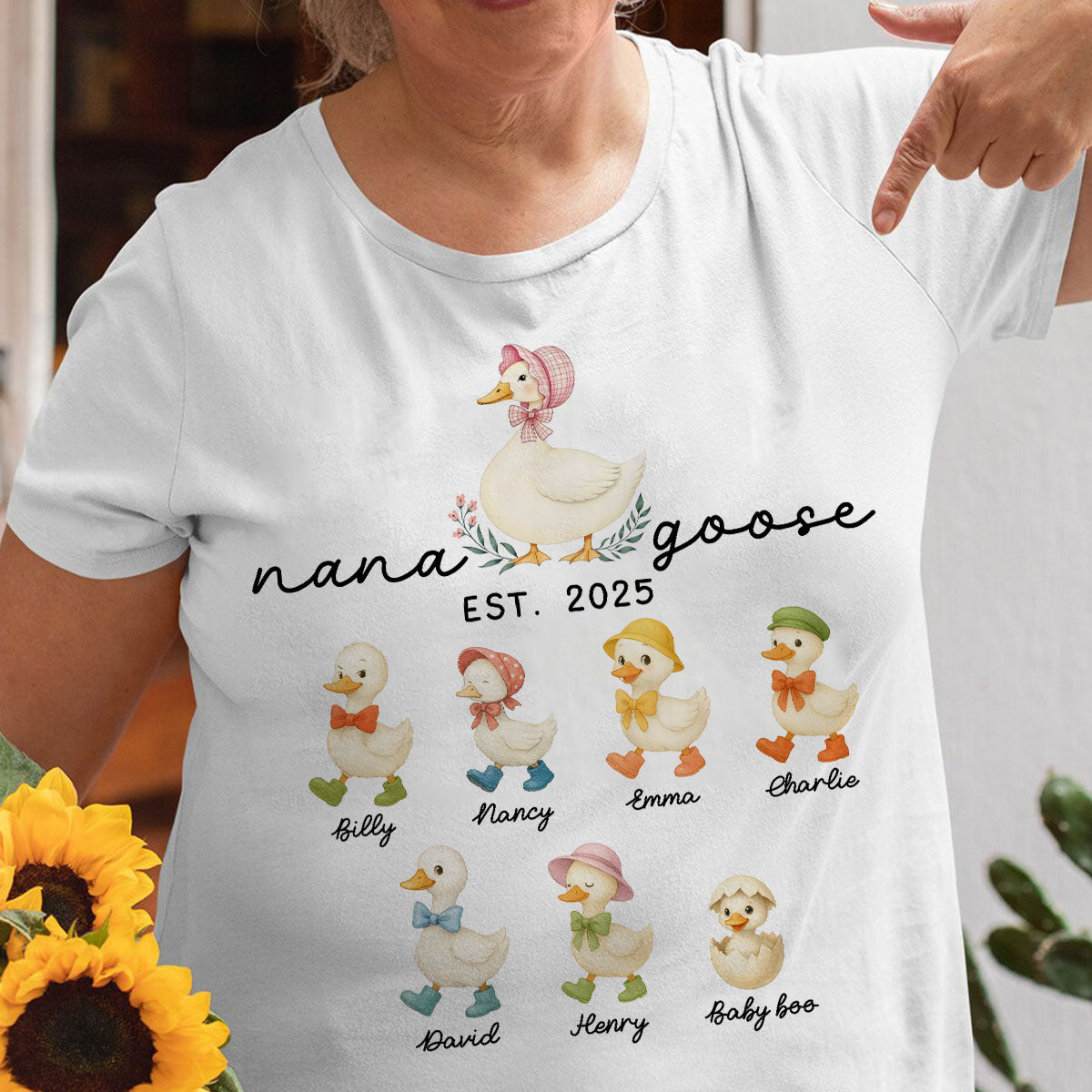 Mama Goose Grandma Goose And Kids Est Year Personalized Shirt, Gift