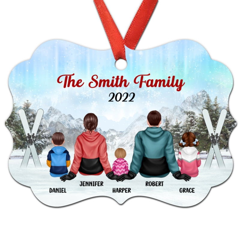 Family Sitting 2023 Skiing Christmas Personalized Christmas Ornament