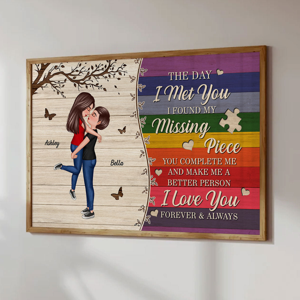 The Day I Met You LGBTQ Couple Personalized Poster, Pride Month Gift