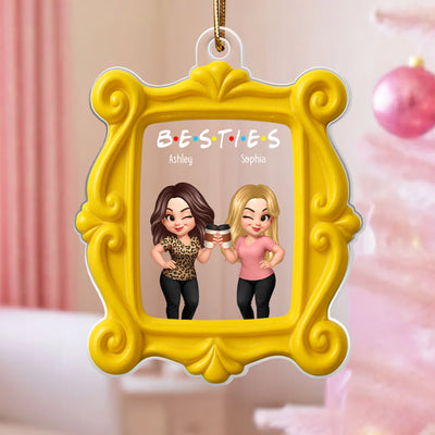 Pretty Besties Sisters Yellow Frame - Personalized Acrylic Ornament