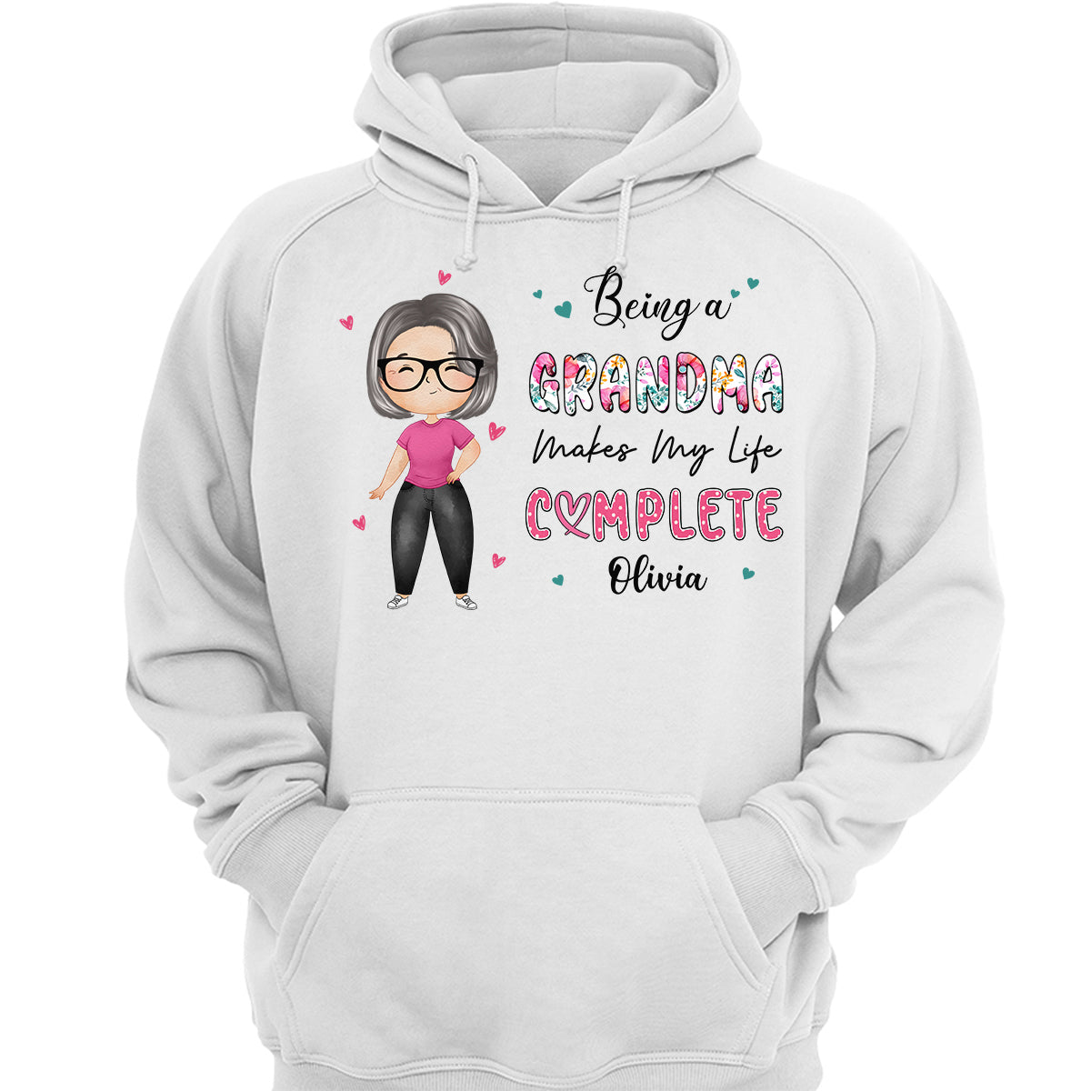 Being Grandma Makes Life Complete Watercolor Grandma Personalized Shirt