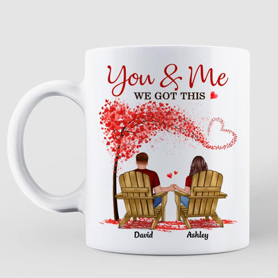 Couple Sitting Back View Under Heart Tree Personalized Circle Mug