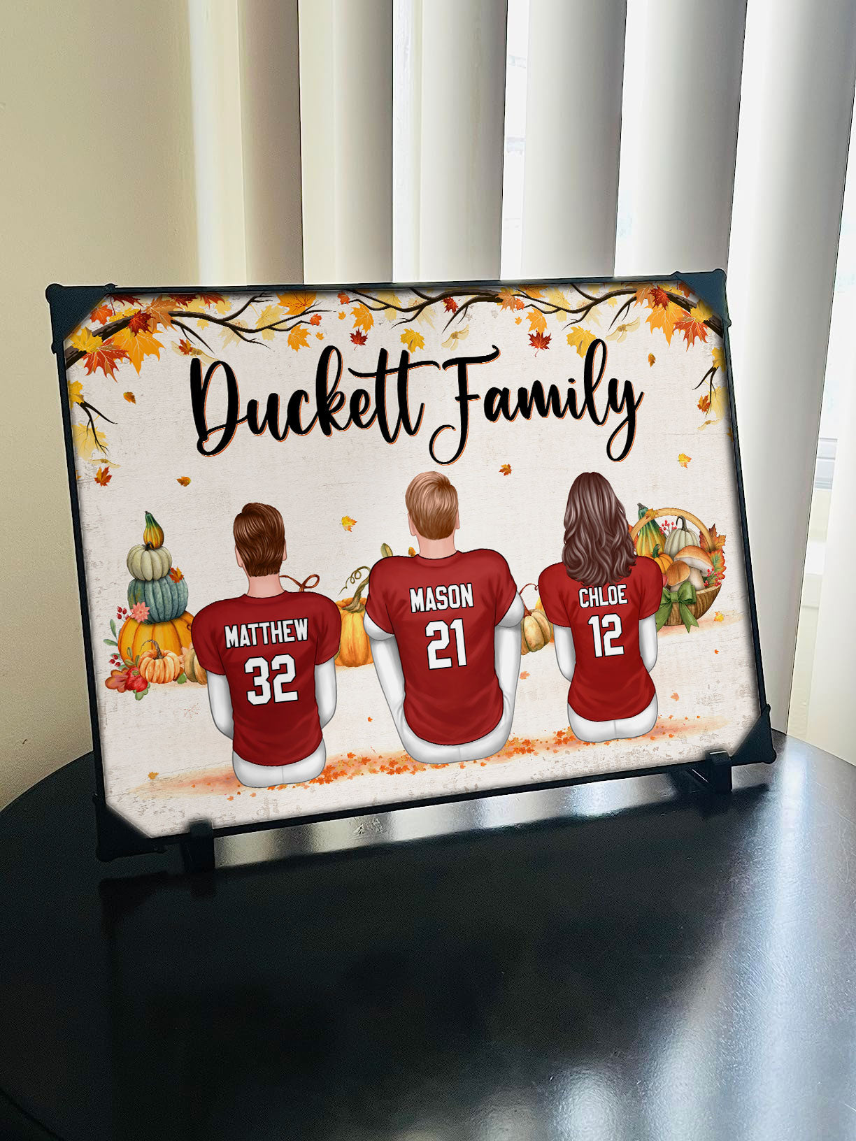 Fall Season Football Family Sitting Personalized Poster, Gift For Husband, Wife, Dad, Mom