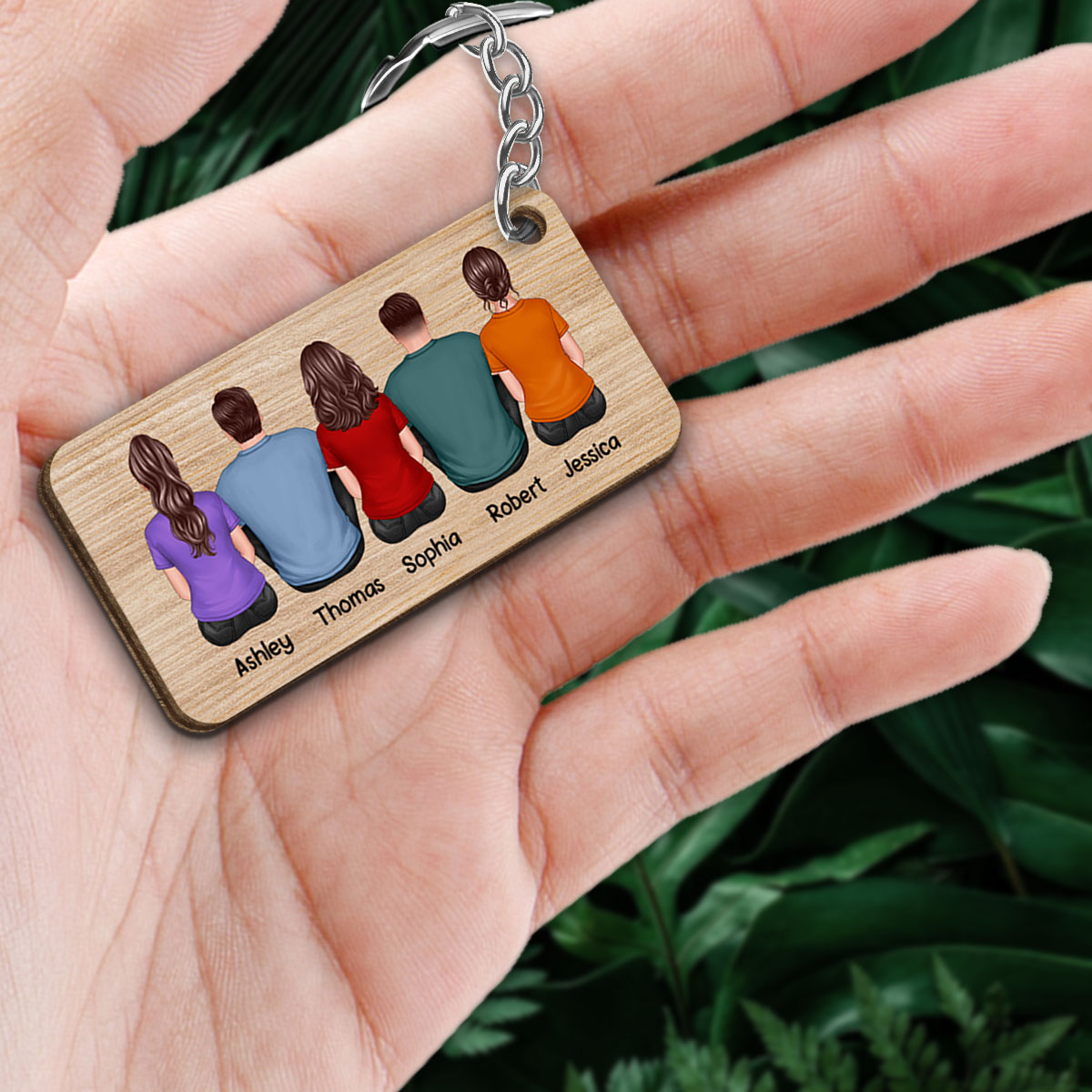 Back View Man Woman Always Friends Gift For Besties Personalized Wooden Keychain